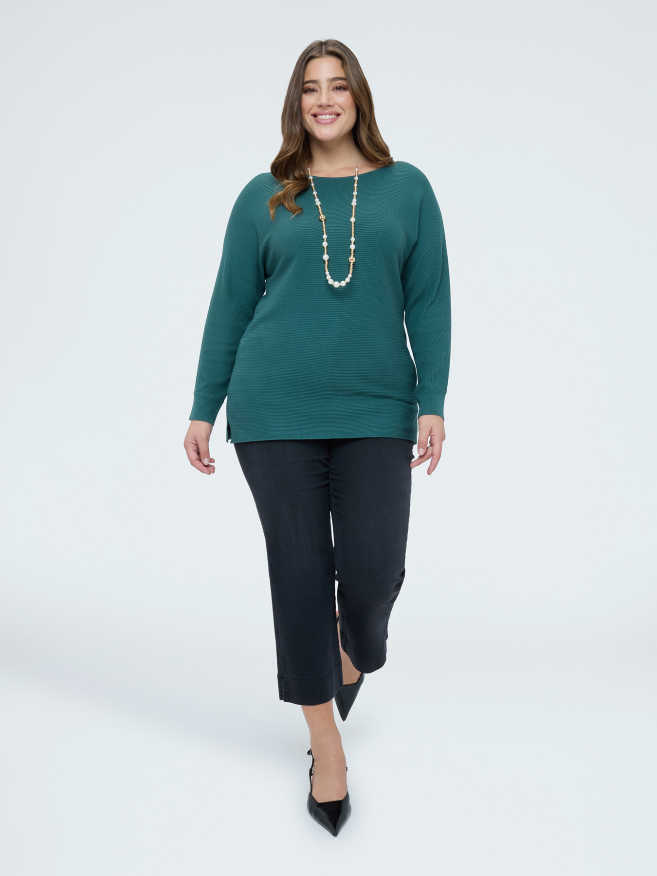 Rippenstrick-Pullover mit Kimono-&Auml;rmeln image number 2