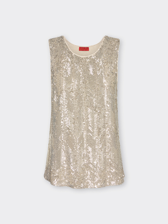 Top in tulle con paillettes
