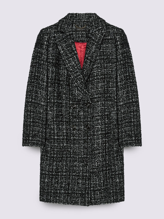 Bouclé fabric coat in wool blend