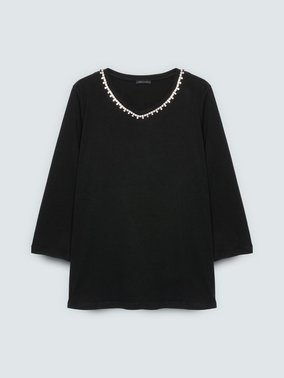 Cotton jersey t-shirt with crystal
