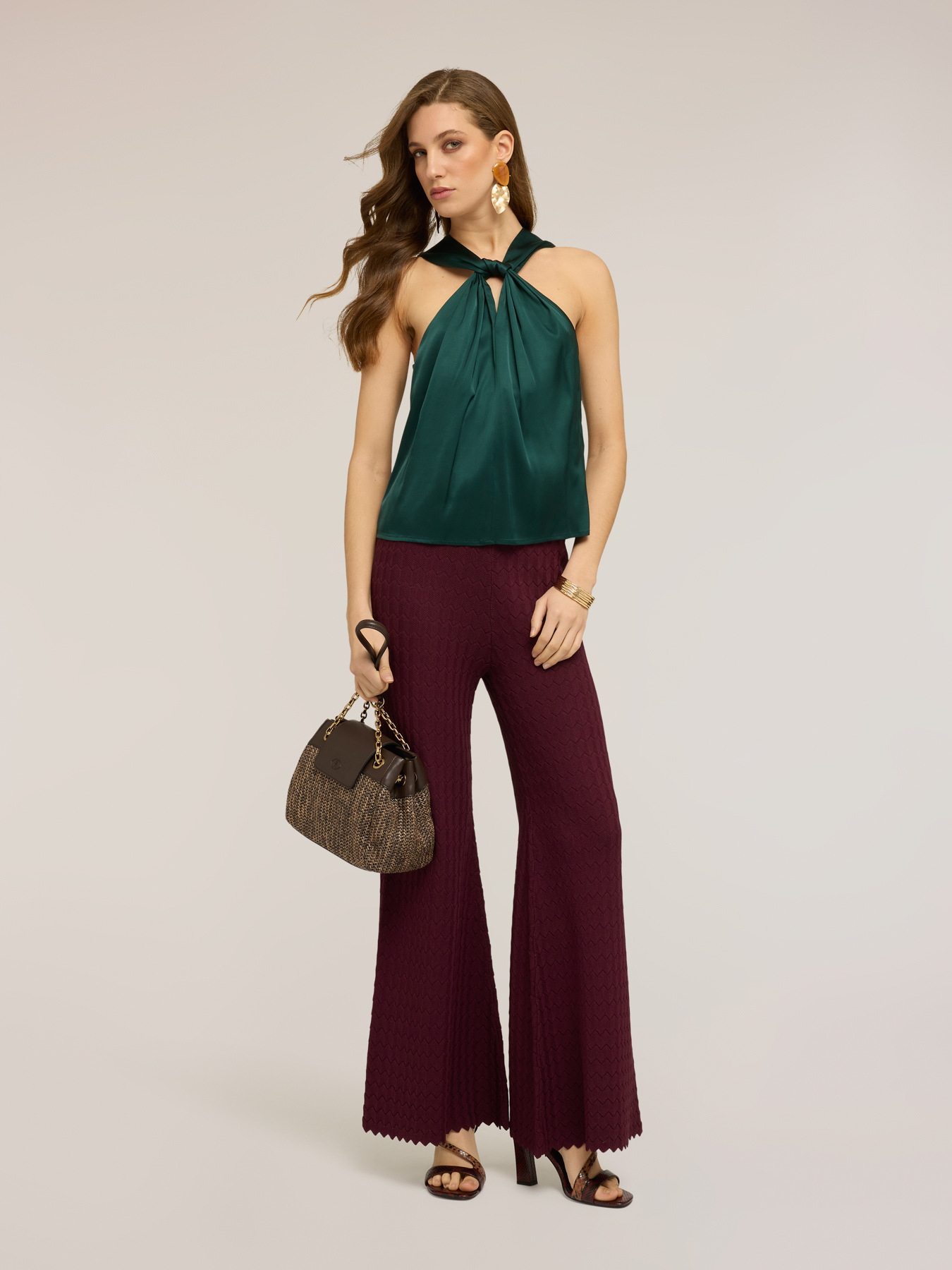 Draped satin top image number 0