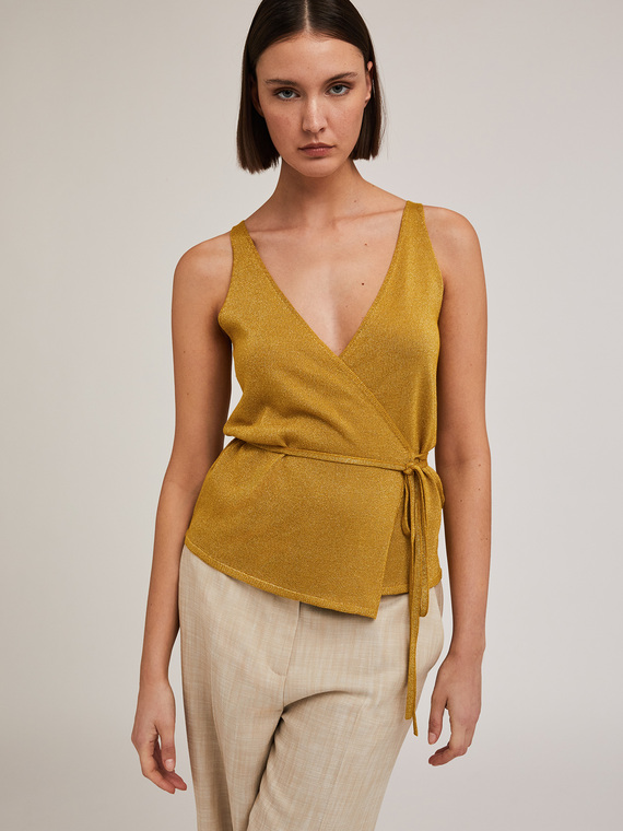 Top cache-coeur in maglia lurex