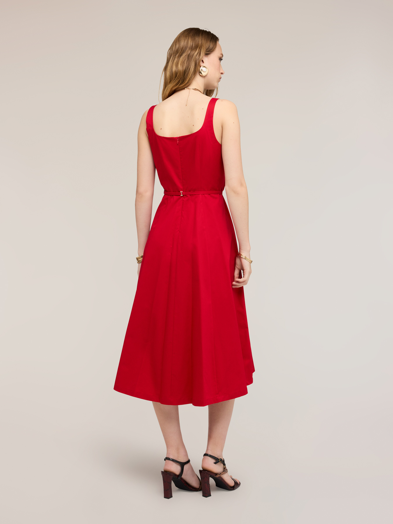 Ausgestelltes Kleid aus Popeline mit G&uuml;rtel image number 1