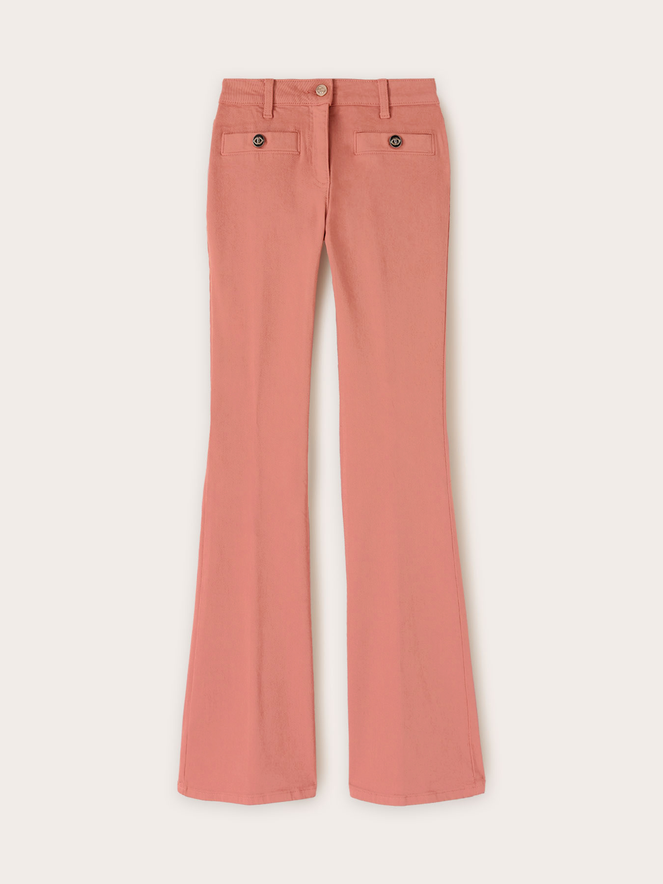 Cotton drill flare pants image number 3