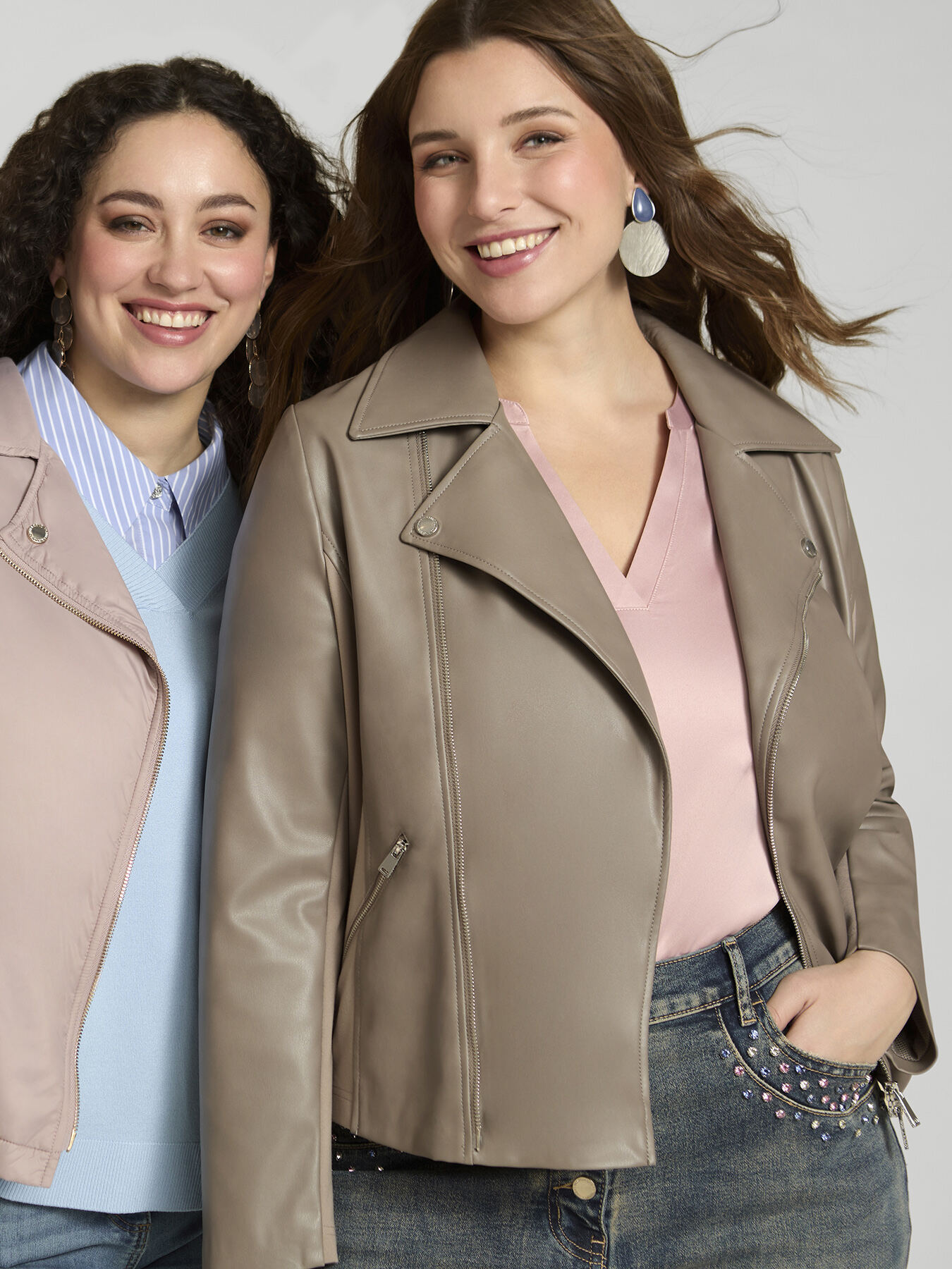 Giacca biker con inserti in tessuto stretch image number 4