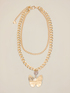 Metal necklace with butterfly pendant image number 1