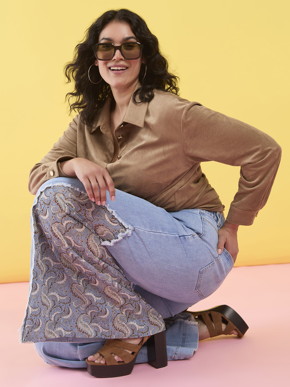 Jeans Wide Leg mit Bandana-Einsatz