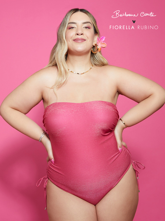 One-piece lurex bandeau swimsuit