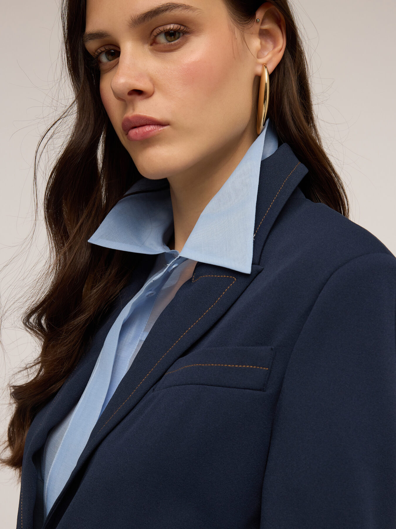 Veste à simple boutonnage avec surpiqûres contrastées image number 2