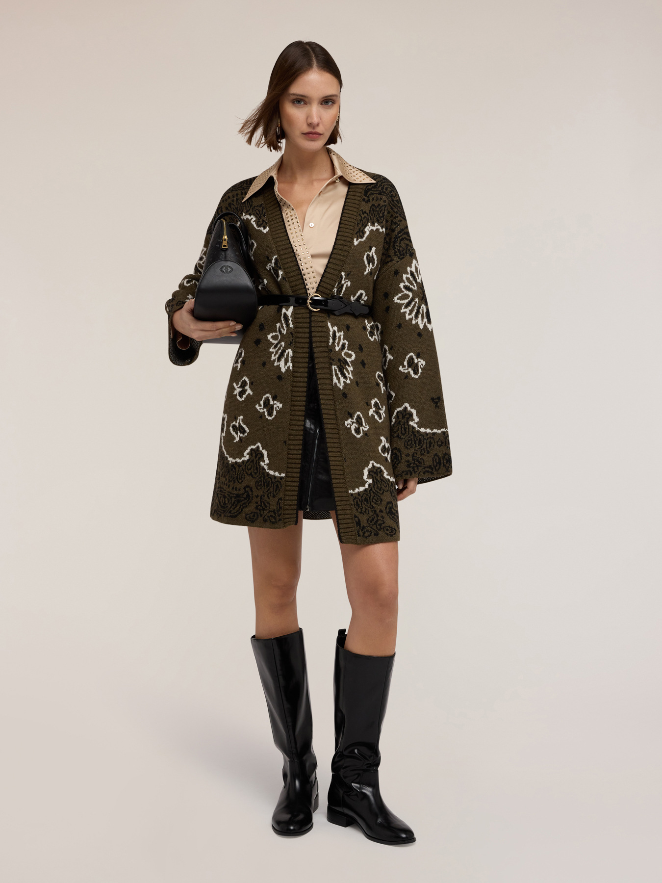 Cardigan suprapus din tricot jacquard image number 0