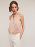 Top din satin cu detaliu cu colier image number 0