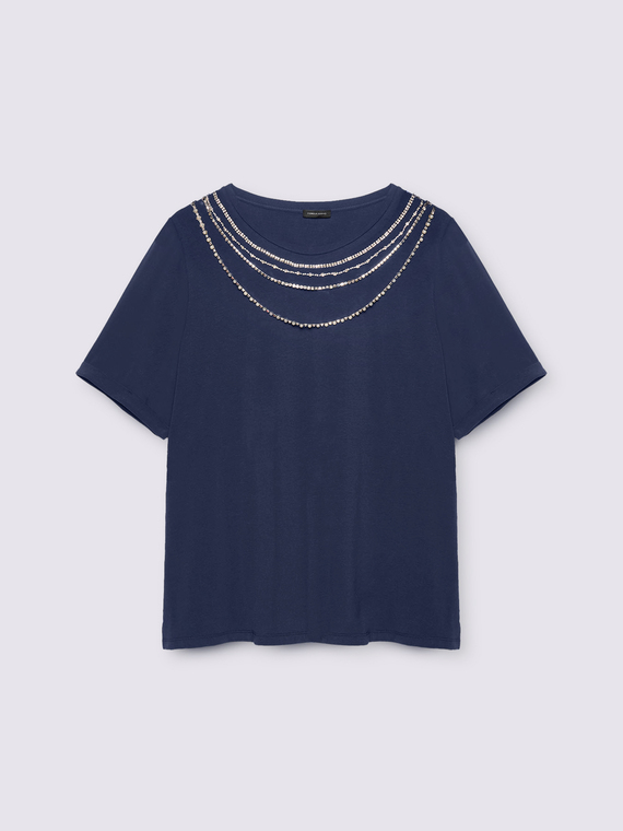 T-shirt with jewel appliqués
