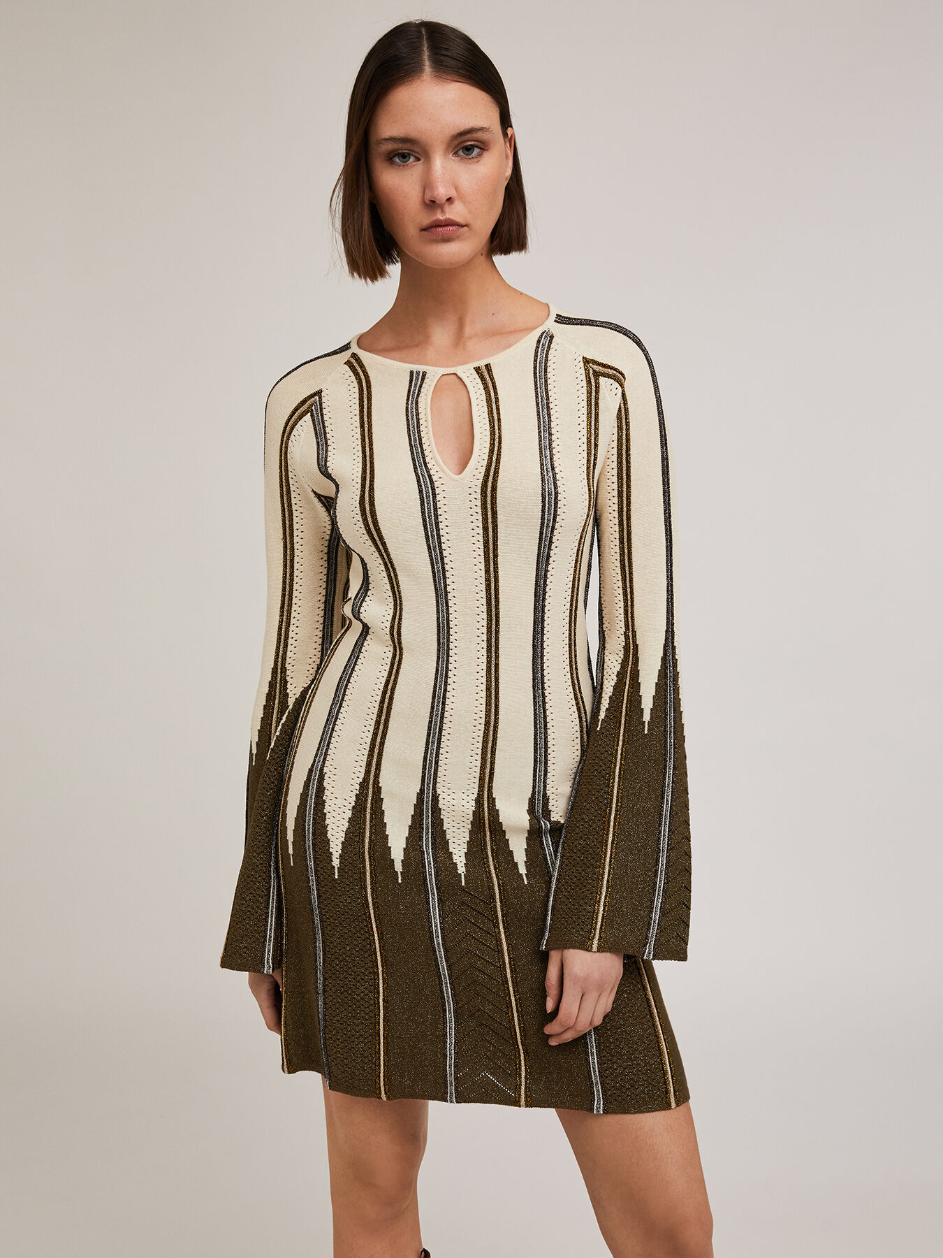 Robe à rayures en maille lurex effet plissé image number 0