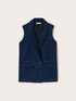Doppelreihige Oversize-Weste aus Denim-Leinen-Mischgewebe image number 4