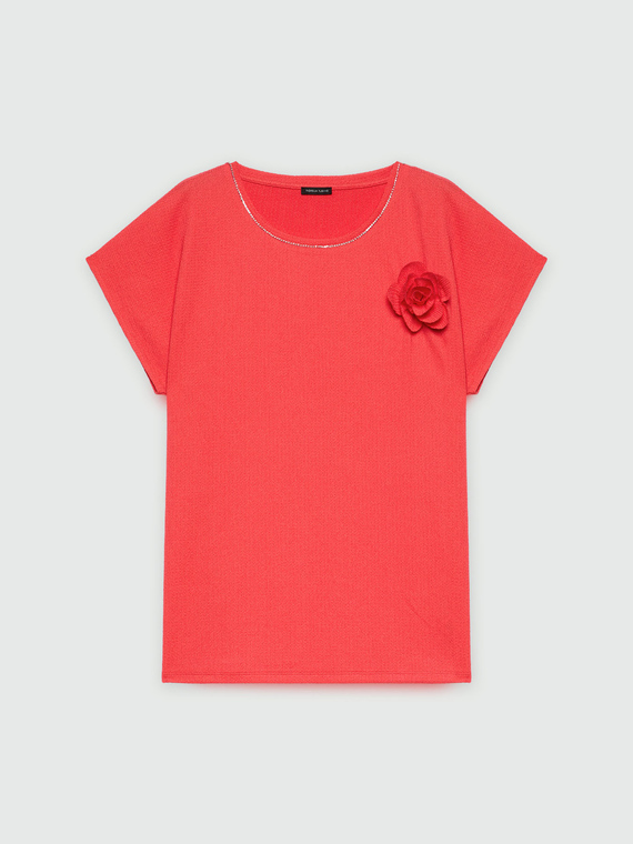 Crepon blouse with flower