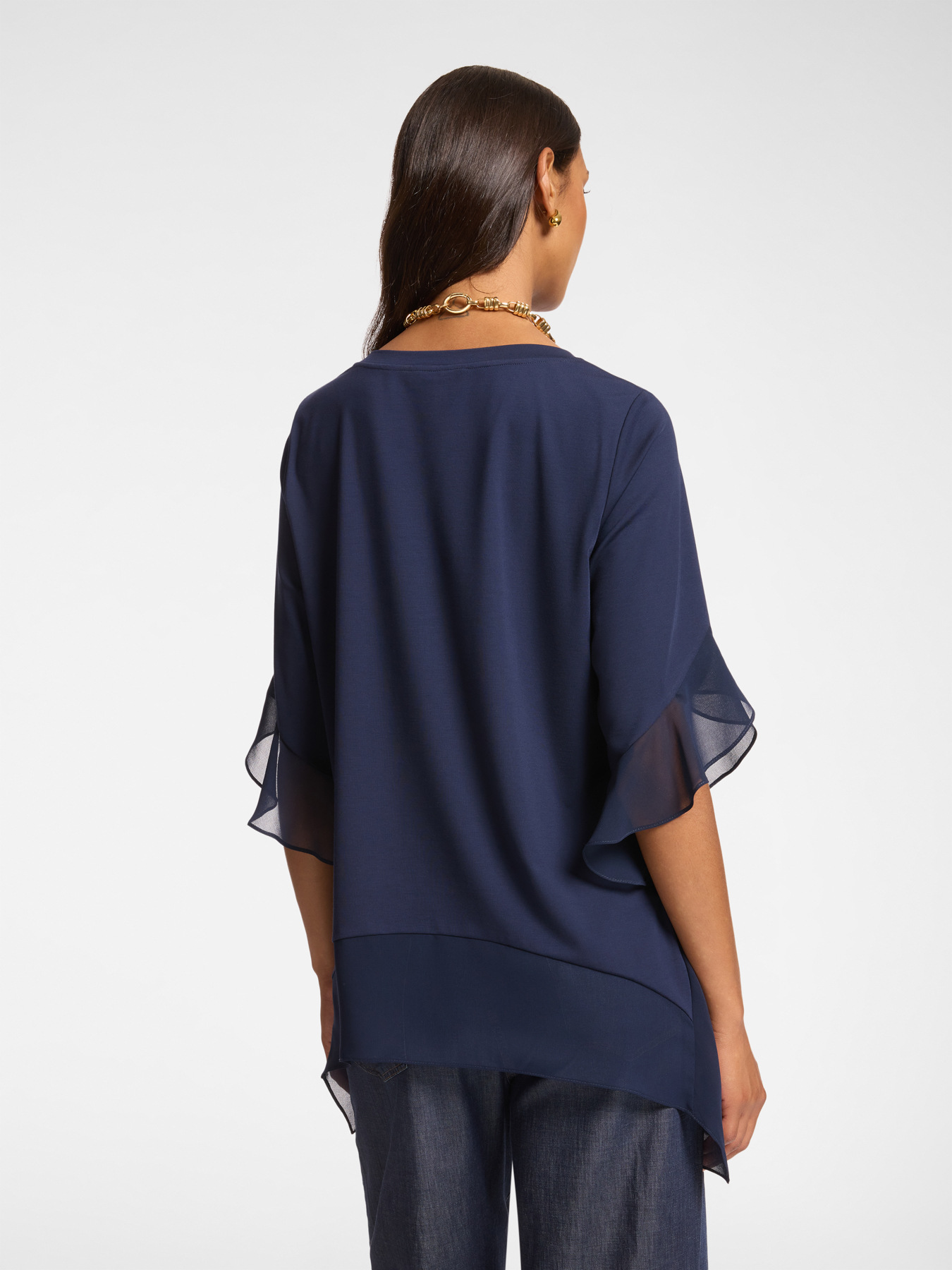 Camiseta com bordas de georgette image number 1