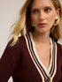 Short knitted cardigan with striped edges image number 3