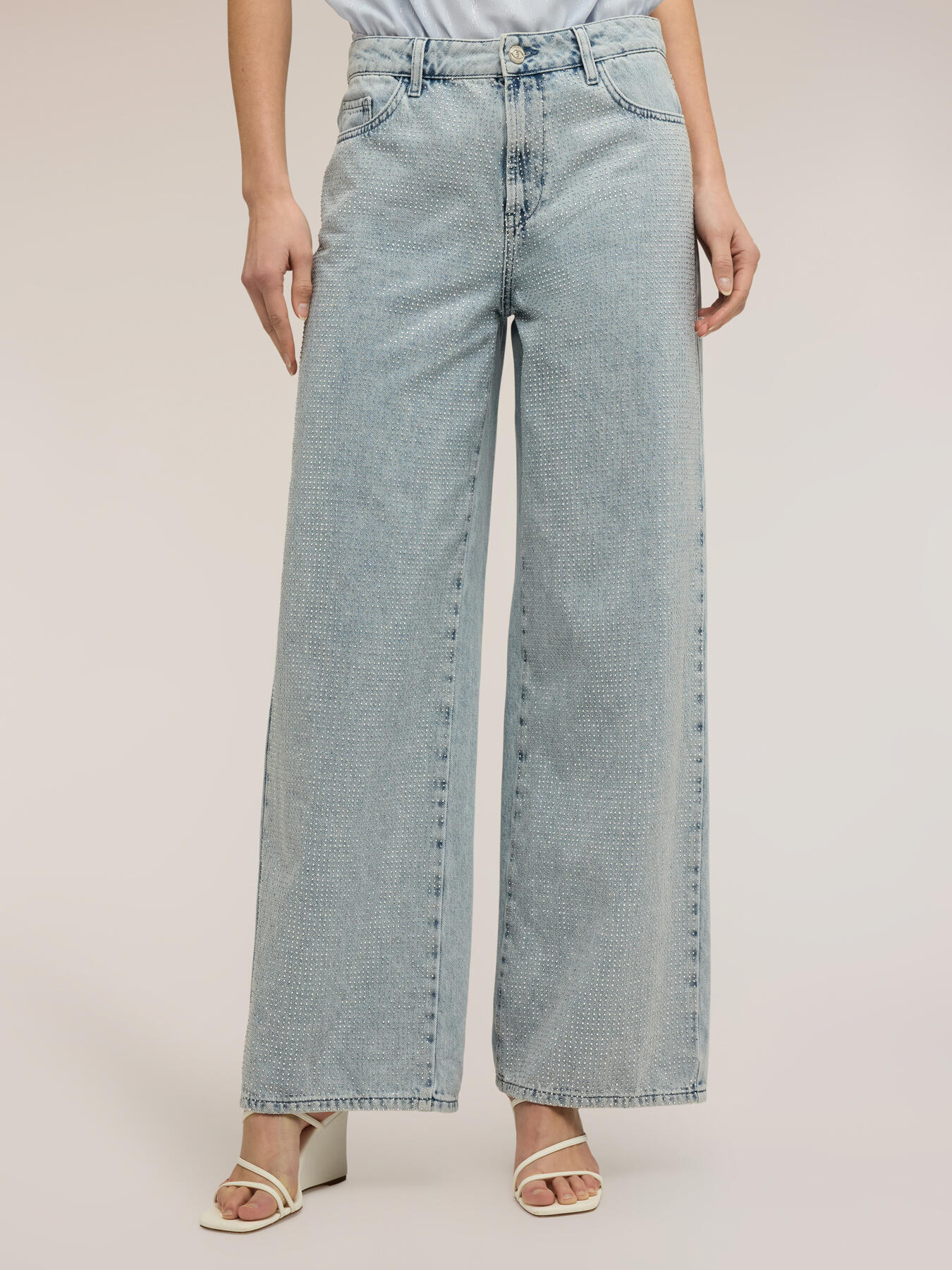 Palazzo jeans with crystals image number 2