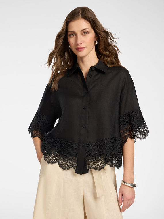 Camicia in lino con pizzo