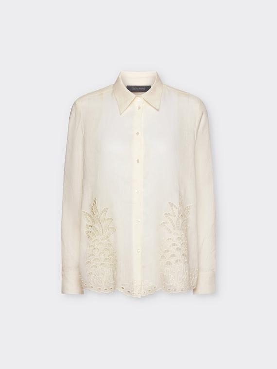 Camisa de lino con bordado calado