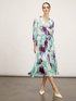 Vestido midi de raso con estampado abstracto image number 3