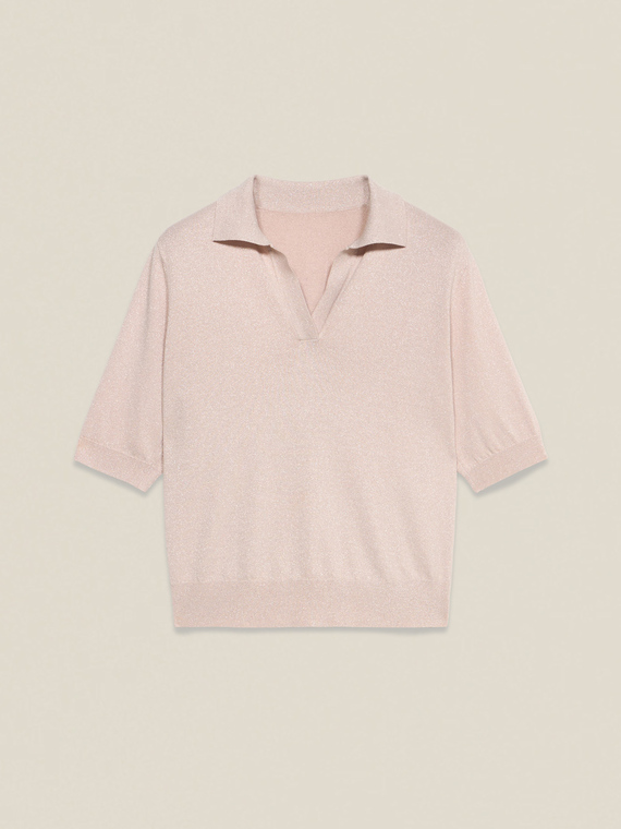 Tricou polo din tricot lurex