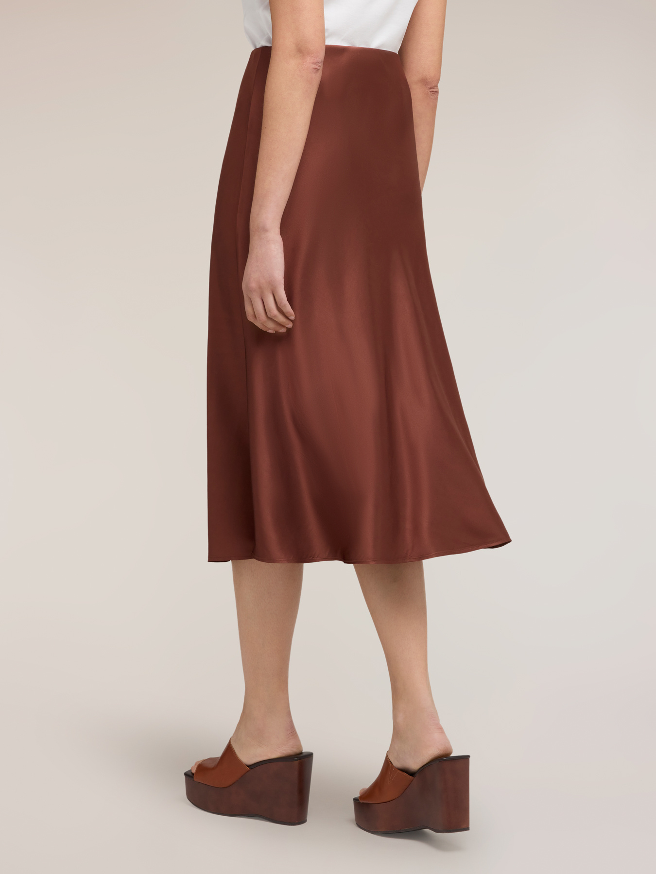 A-line midi skirt in satin image number 1