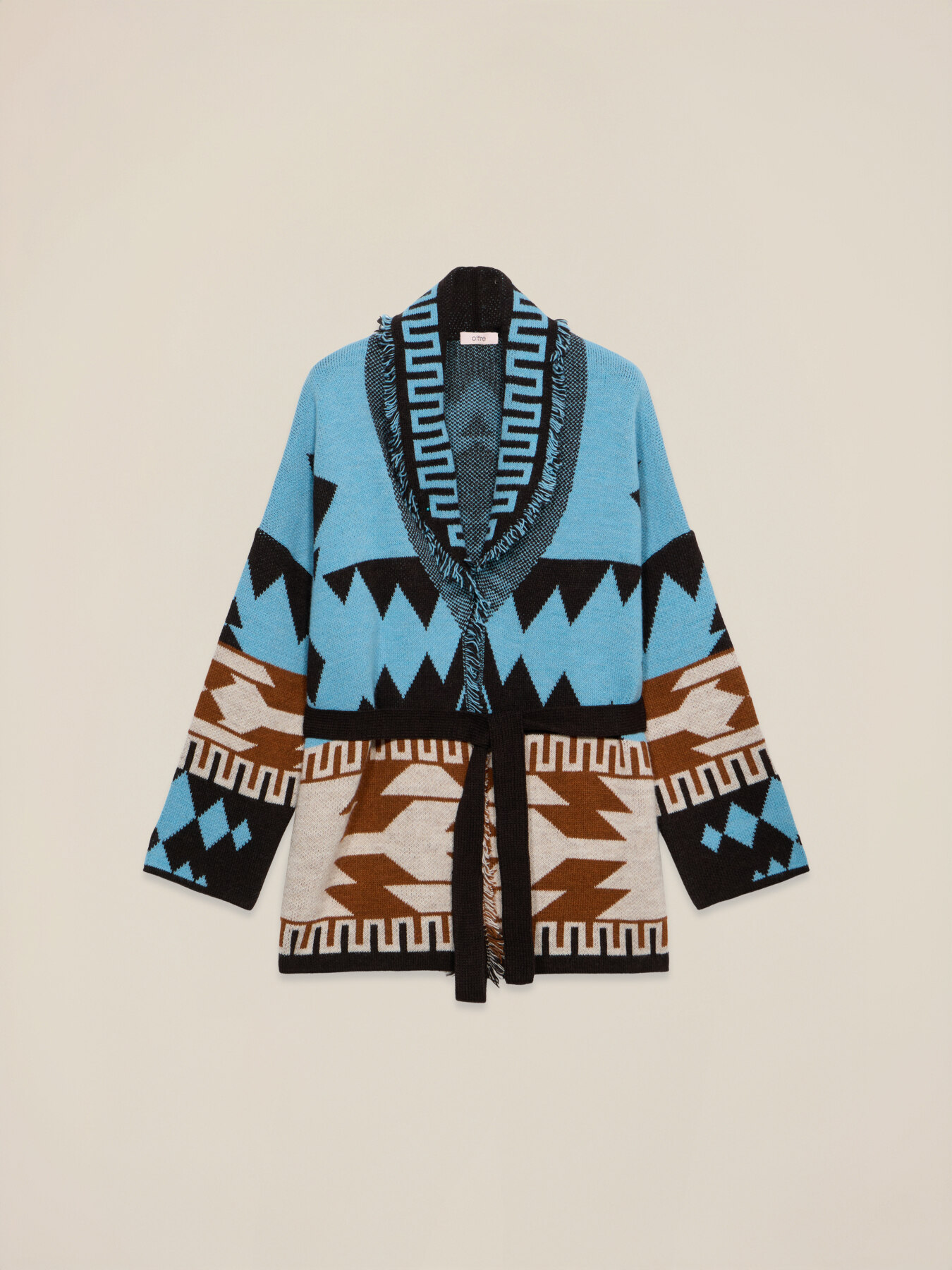 Cardigan jacquard con frange image number 0