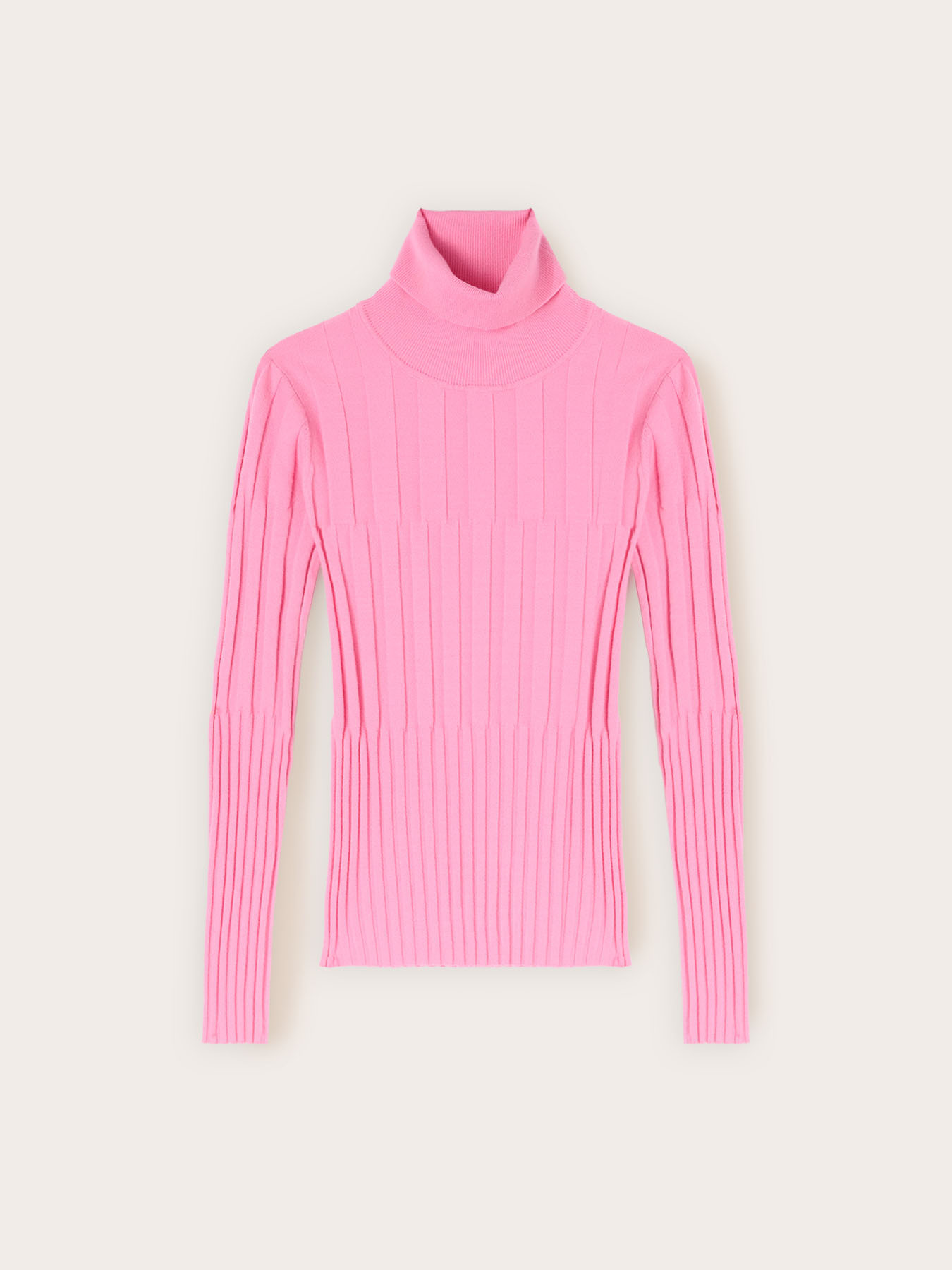 Turtleneck sweater with asymmetrical ribbed knit image number 4