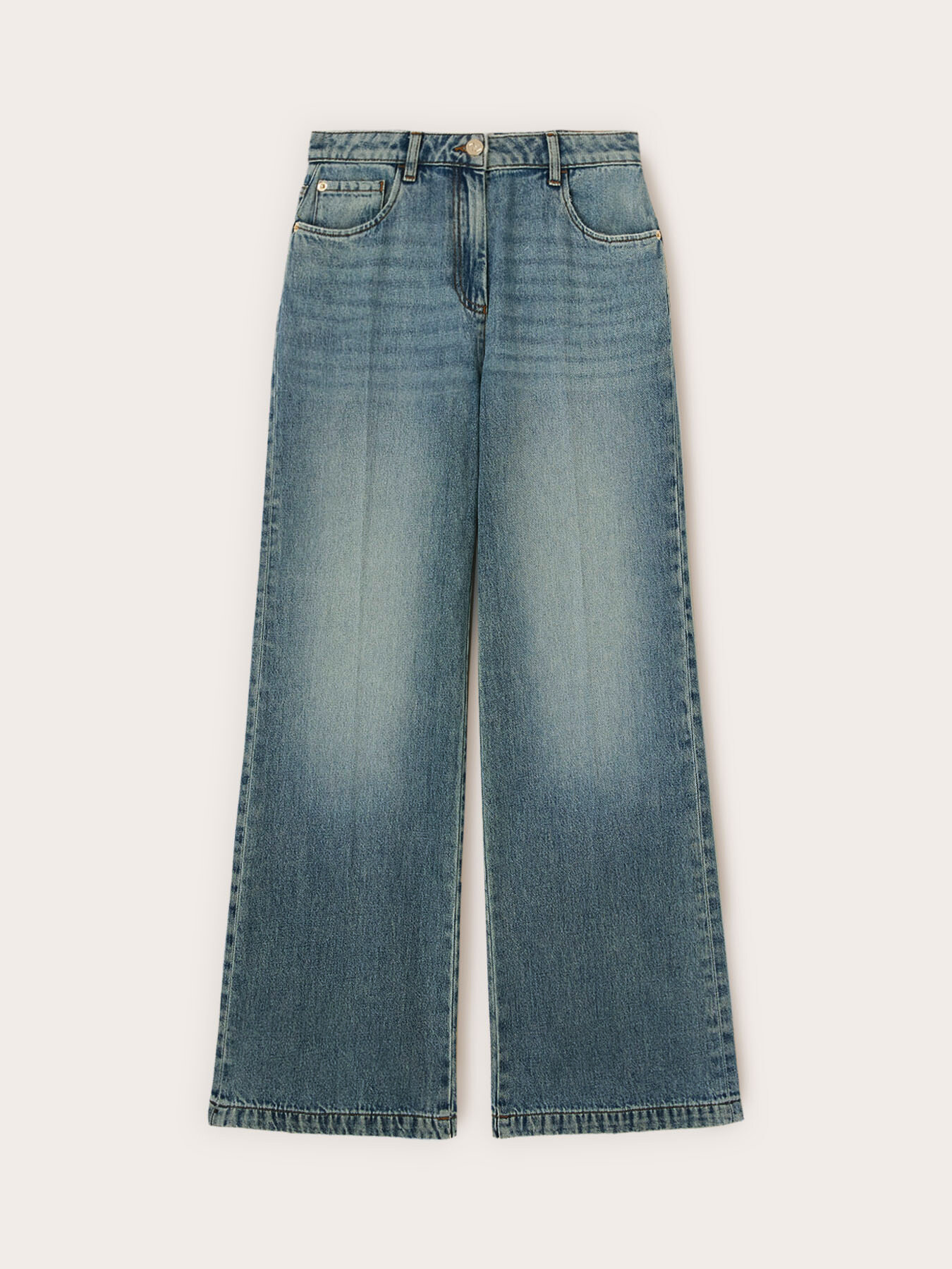 Palazzo jeans with pressed crease image number 4