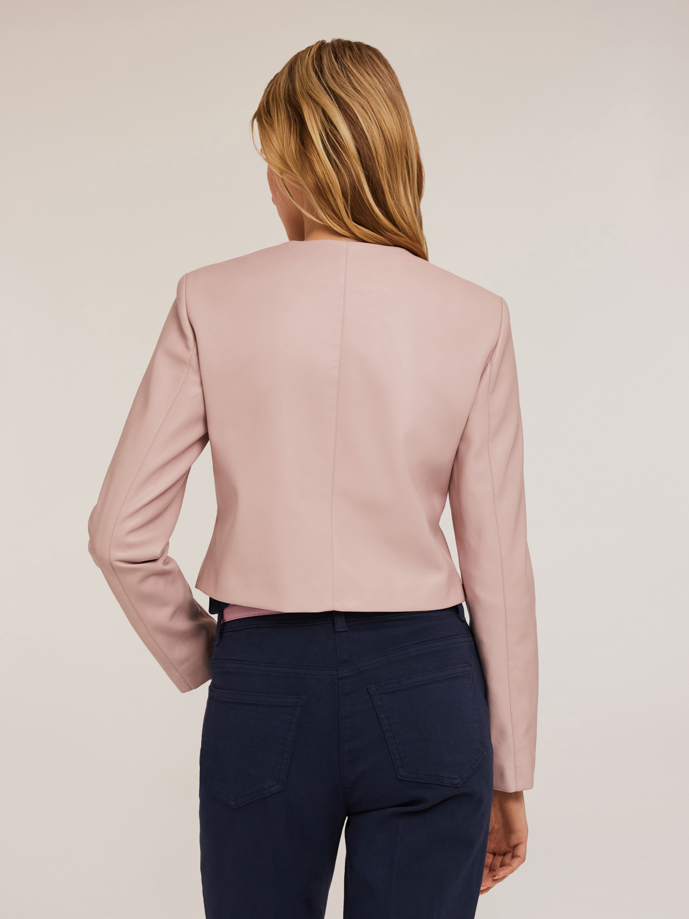 Collarless jacket in coated fabric image number 1