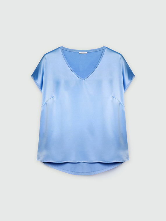 T-Shirt aus Satin und Jersey