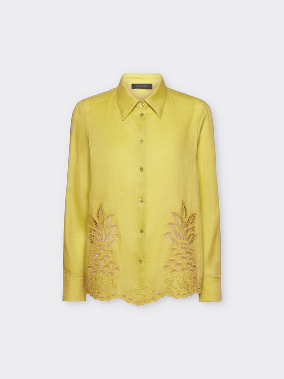 Linen shirt with openwork embroidery