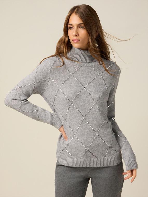 Dolcevita misto cashmere con paillettes