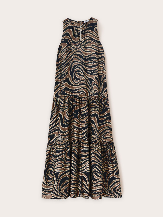 Printed long tiered dress