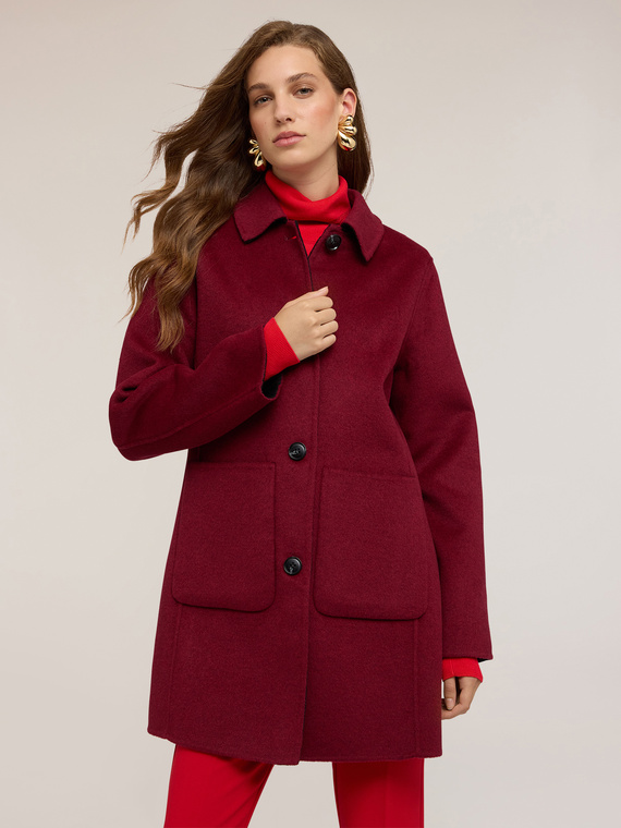 Manteau réversible en tissu mélangé de laine