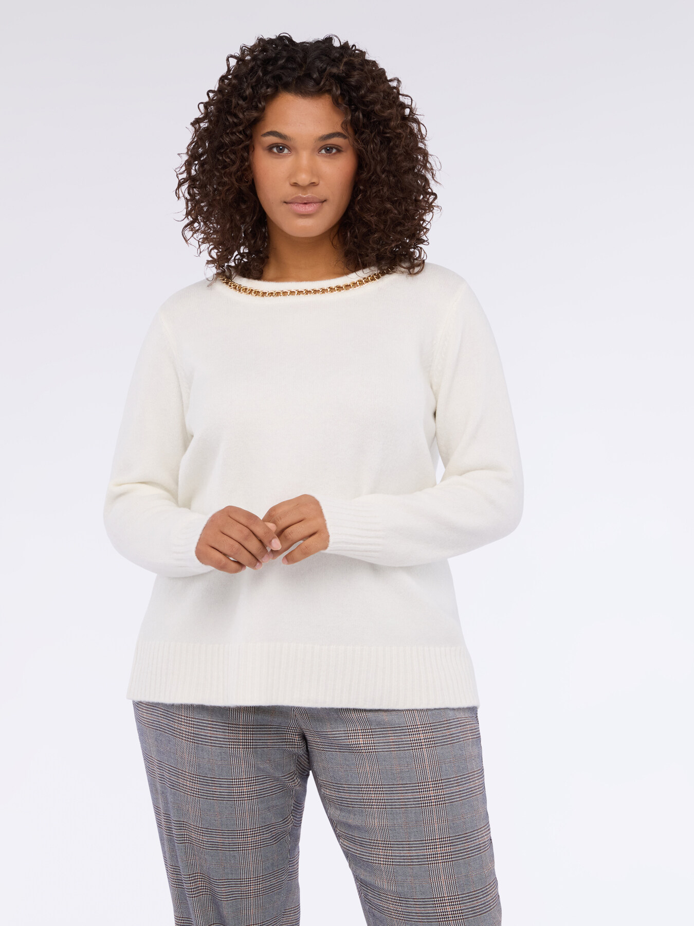 Crew neck sweater with metal chain image number 0