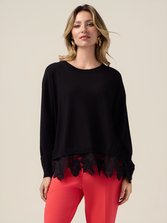 Camiseta con inserto de encaje