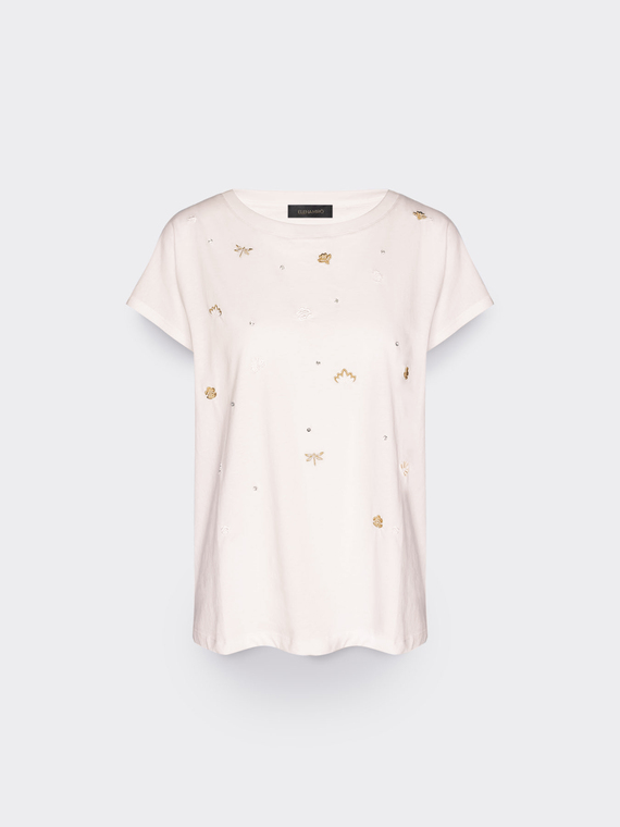 Camiseta de algodón con aplicaciones