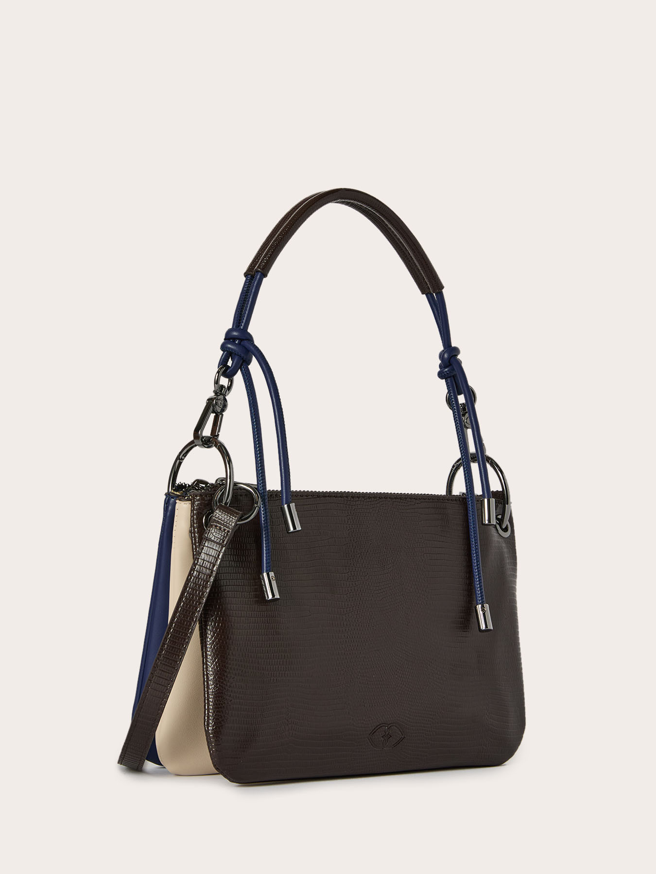 Python-effect coated fabric twin bags image number 3