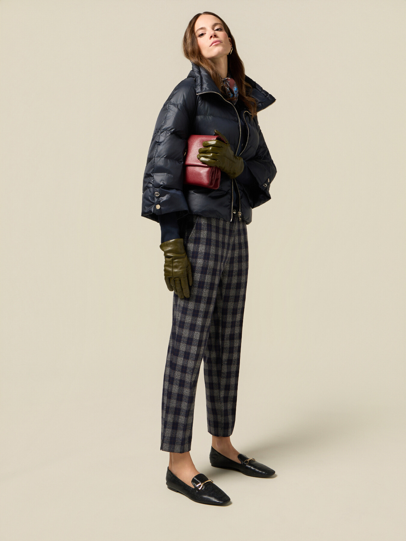 Pantaloni carrot in flanella check image number 0