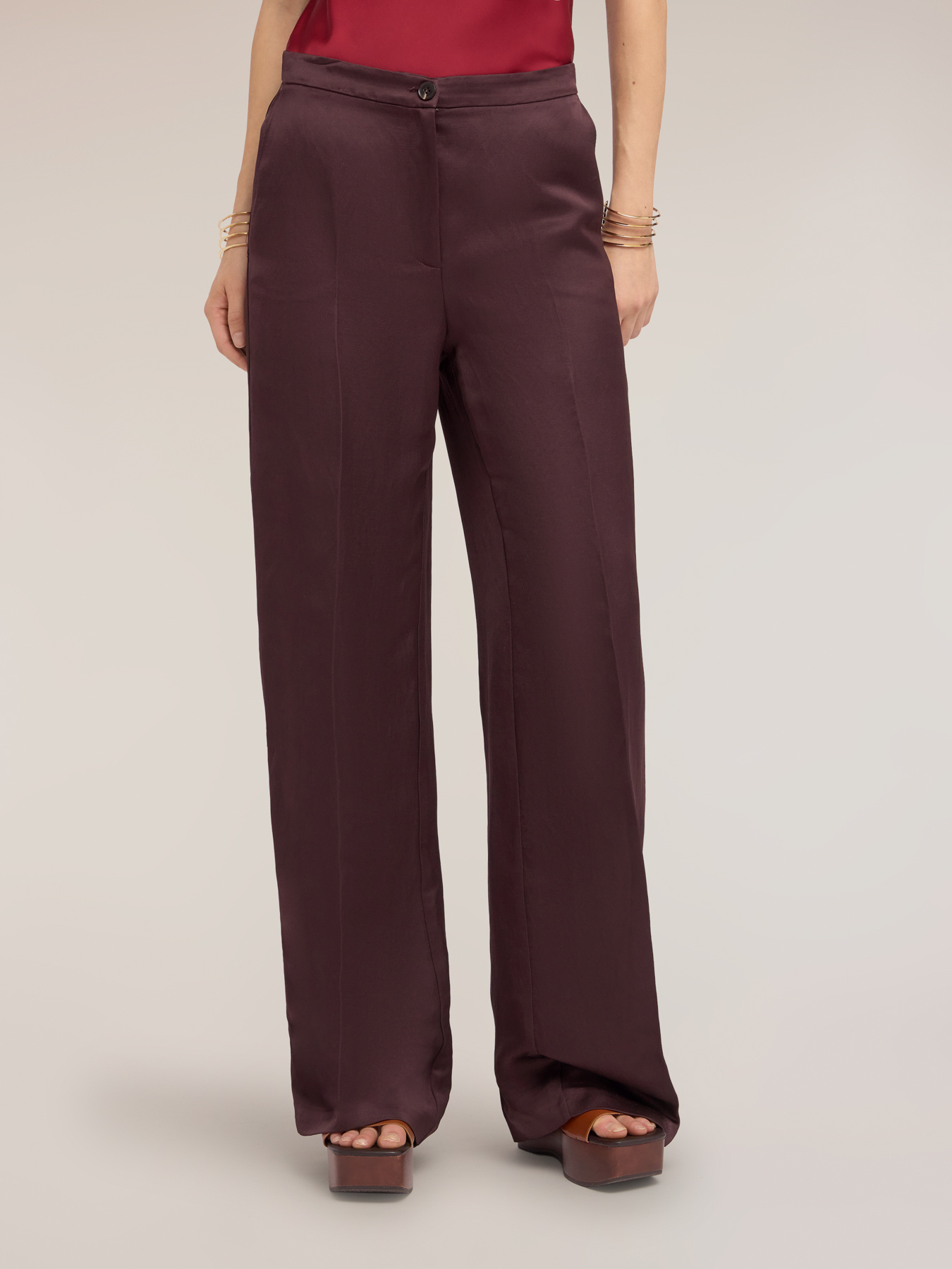 Wide-leg trousers in linen blend image number 2