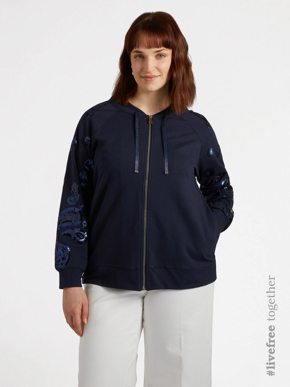 Sweatshirt mit bestickten Ärmeln