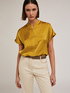 Blusa bimaterica con colletto alla coreana image number 2