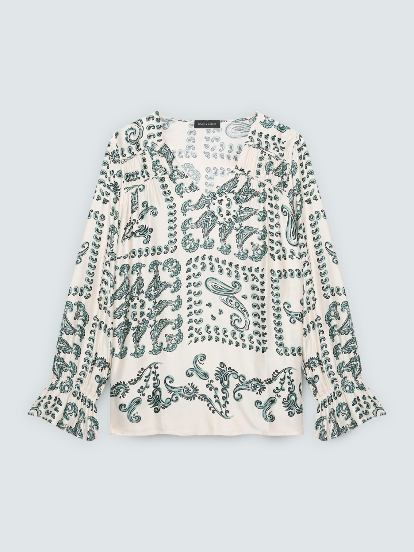 Blusa in raso con stampa paisley image number 5
