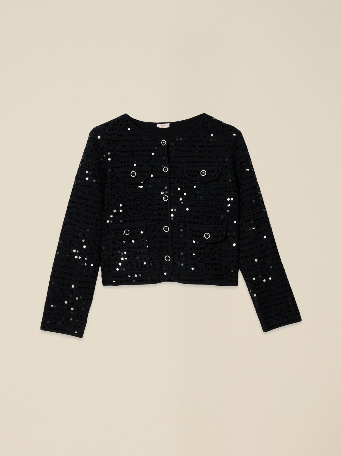 Cardigan boxy con paillettes image number 3