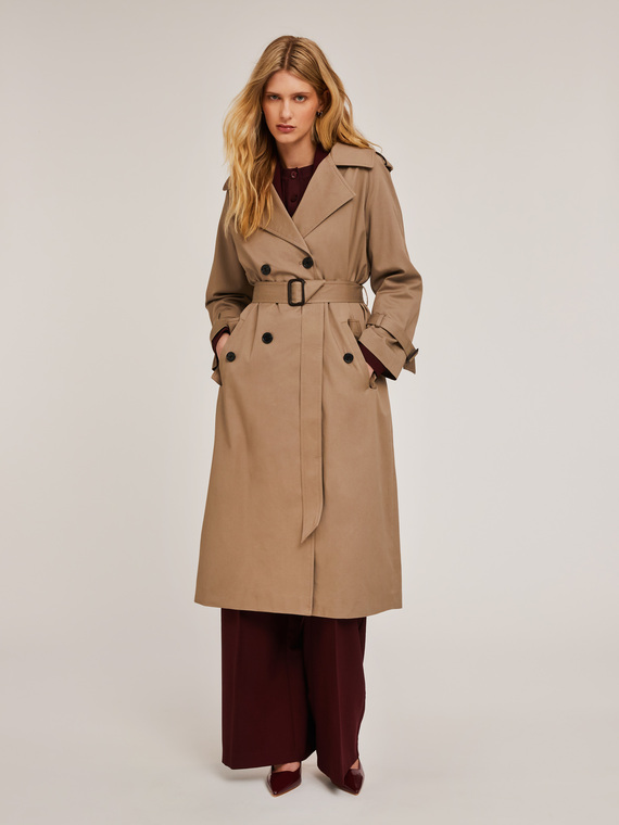 Trench à double boutonnage en tissu de lyocell mélangé