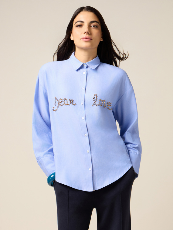 Camicia con ricamo gioiello lettering