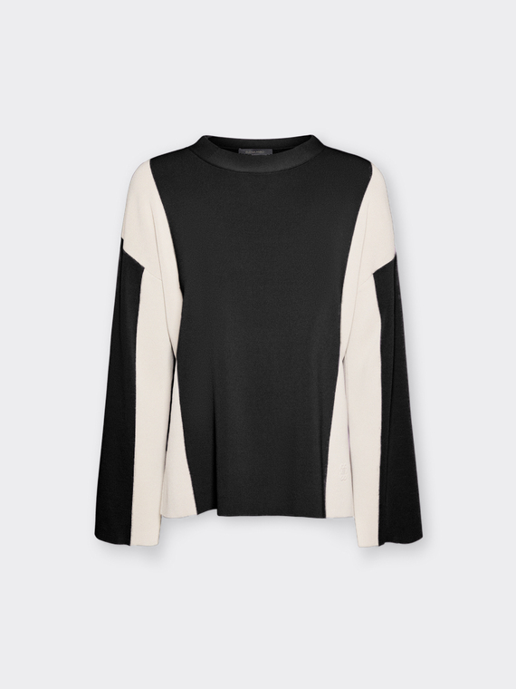 Viscose blend colour block jumper
