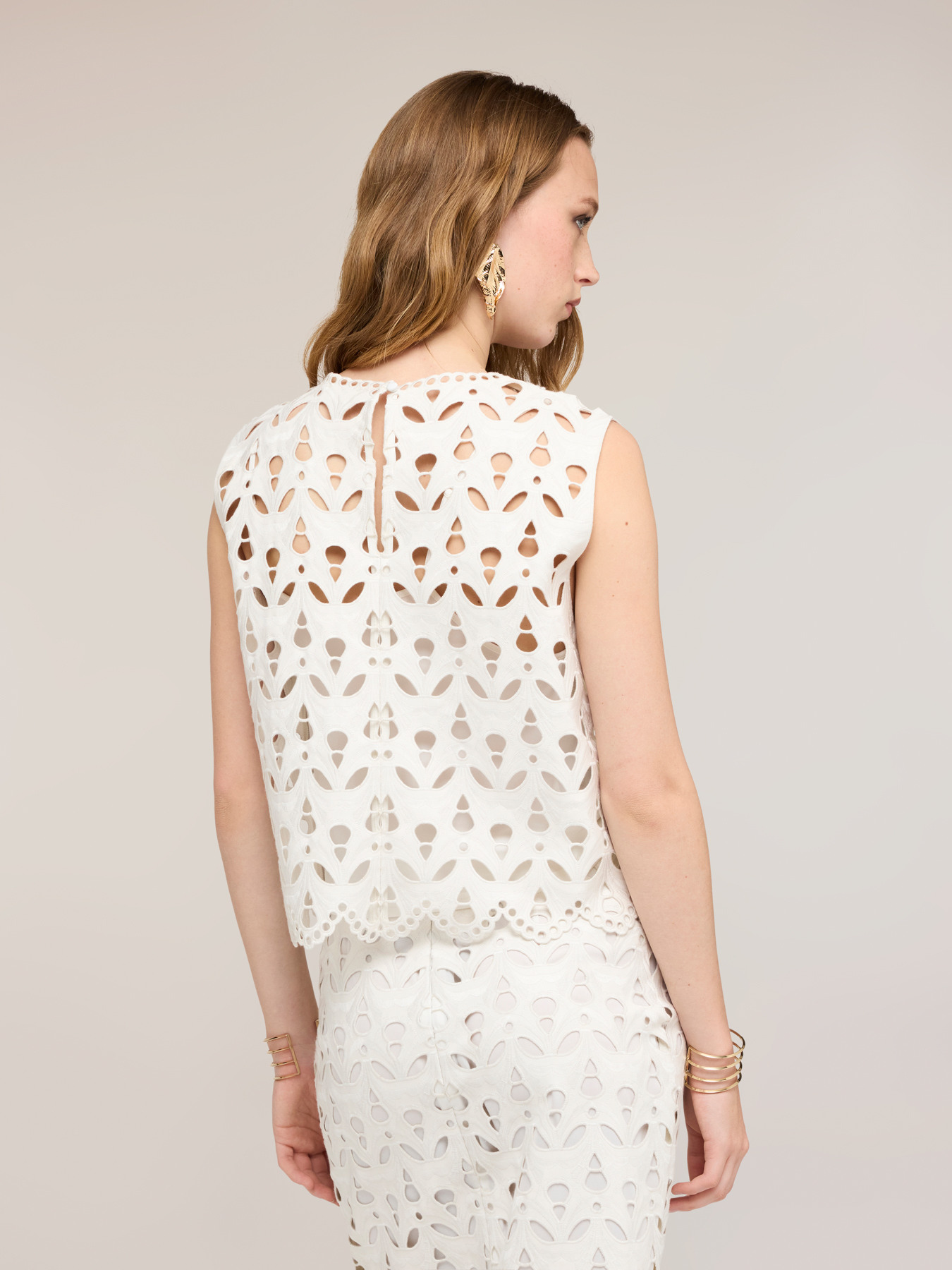 Coated fabric top with sangallo effect image number 2